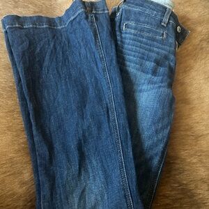 Ariat High Rise Flare Jeans - Dark and Light Blue